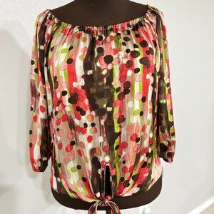 Zac & Rachel Women’s Tie Front Blouse Dots (Small)